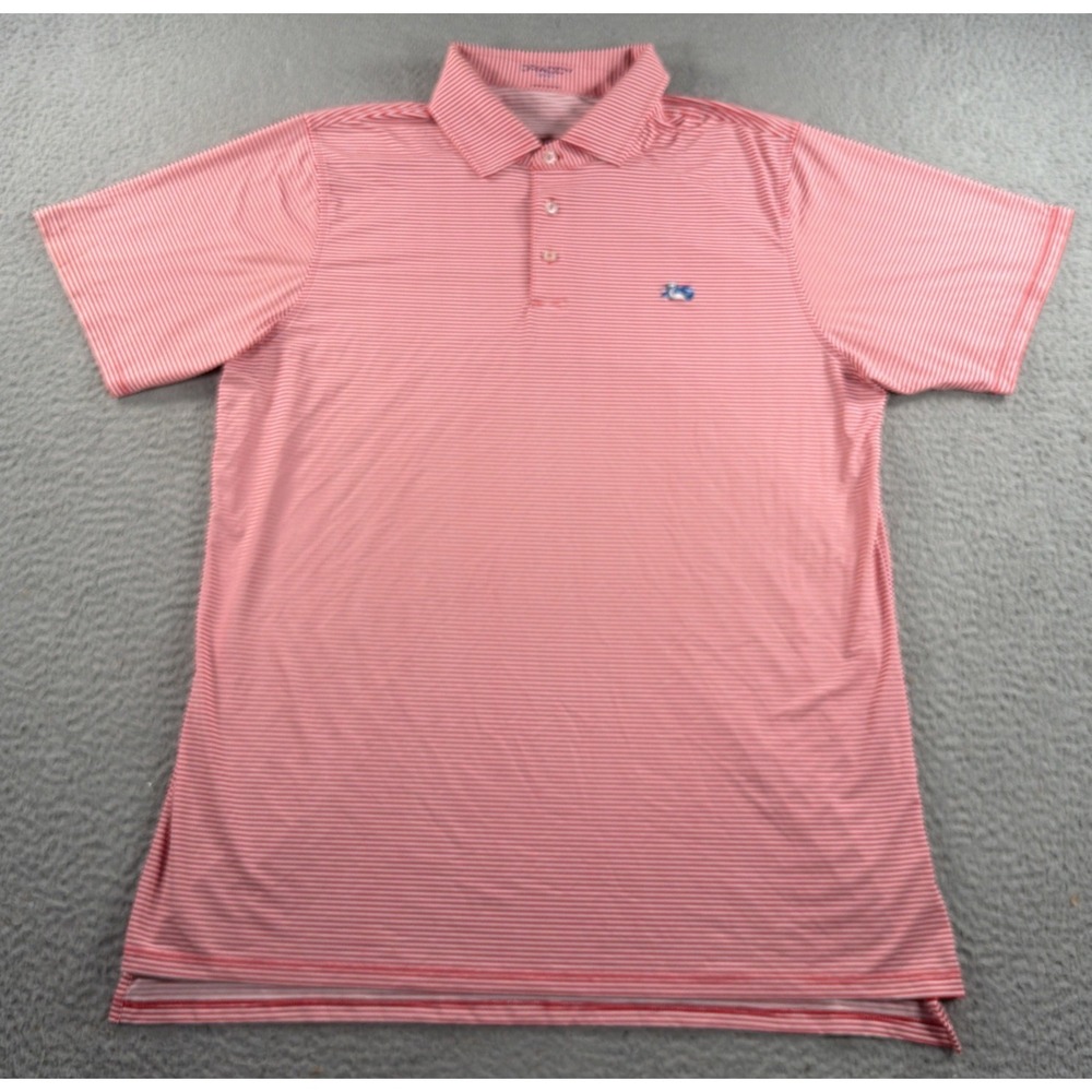 B Draddy‎ Polo Shirt Mens Large Red Performance Sanctuary Golf Club Logo